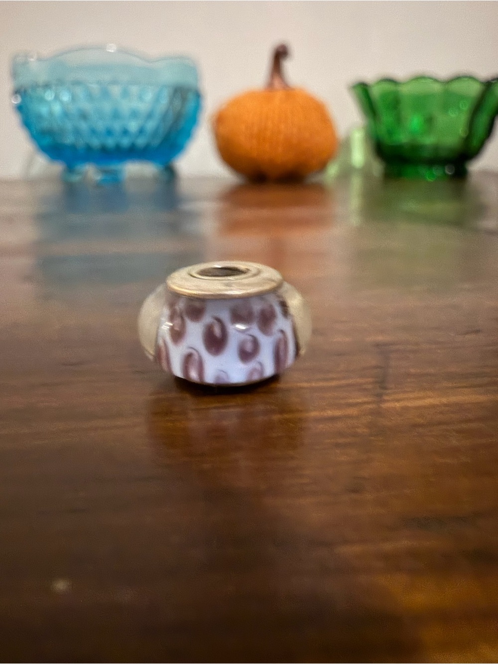 Pandora Bracelet Charm - Silver and Glass Purple Leopard Bead